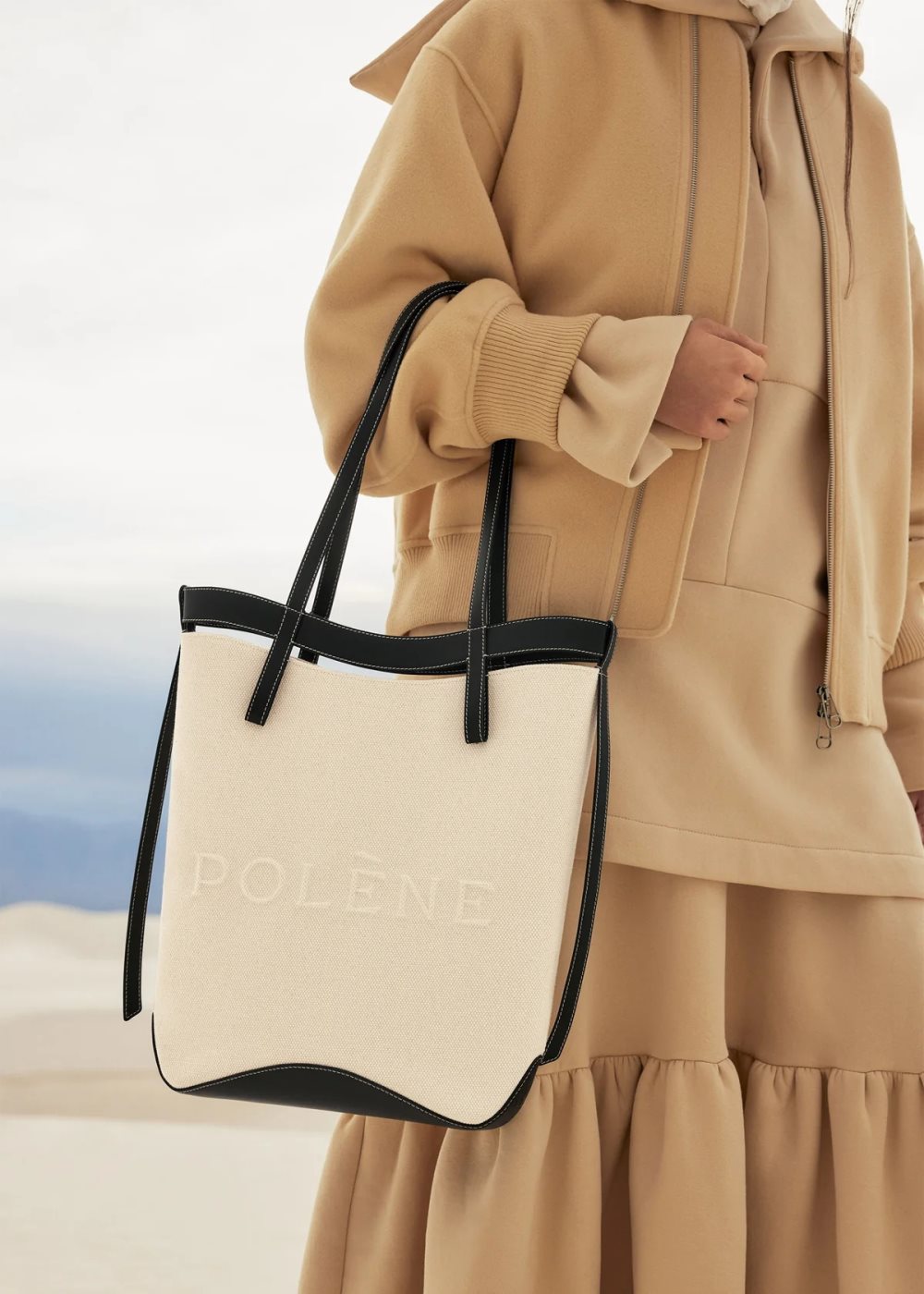 Polene Ilo Tote Bags ベージュ 黒 | JAPAN 6E42U